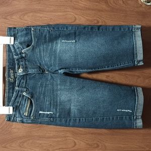 Levi's Distressed Blue Denim Jeans Bermuda Stretch Shorts Girls 16